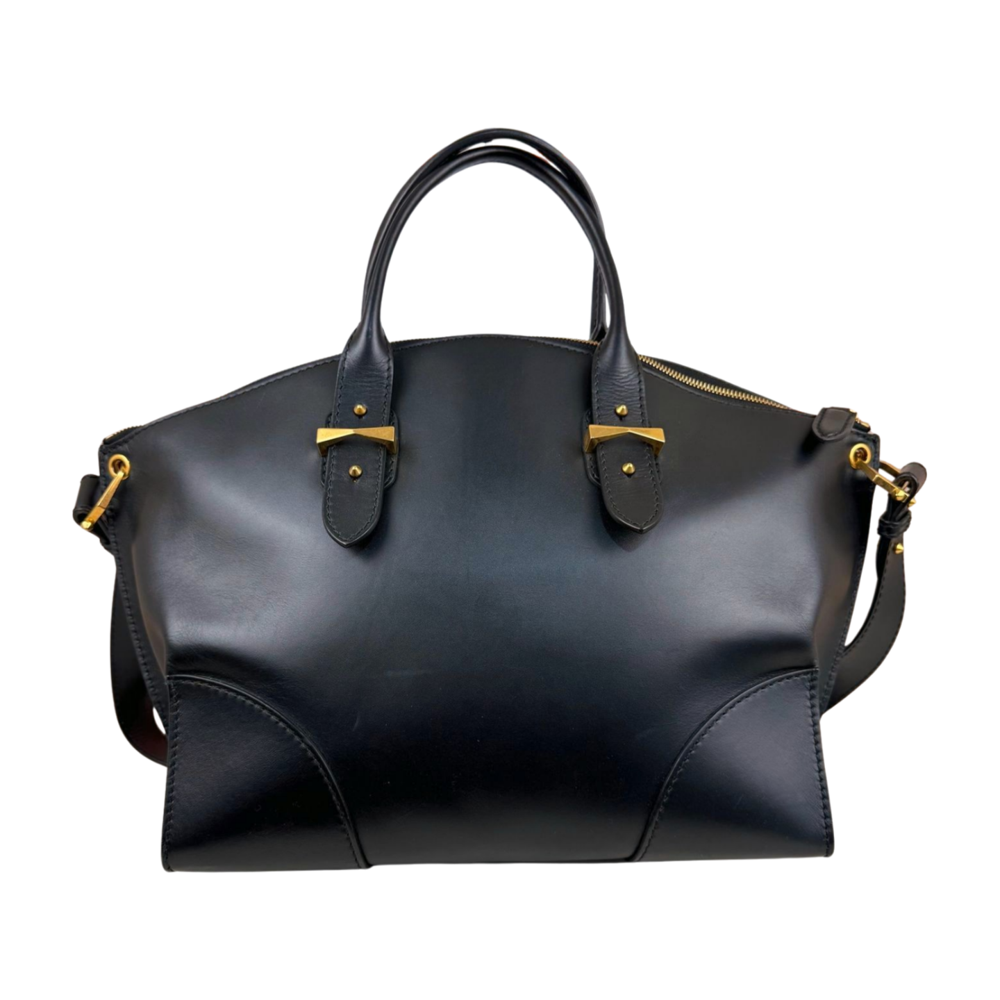 Alexander McQueen | Black Leather Zip Tote With Strap (Excellent Condition)