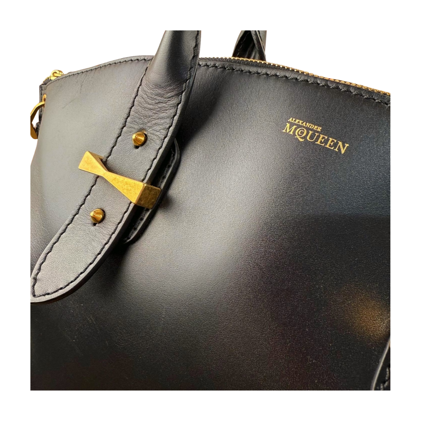 Alexander McQueen | Black Leather Zip Tote With Strap (Excellent Condition)