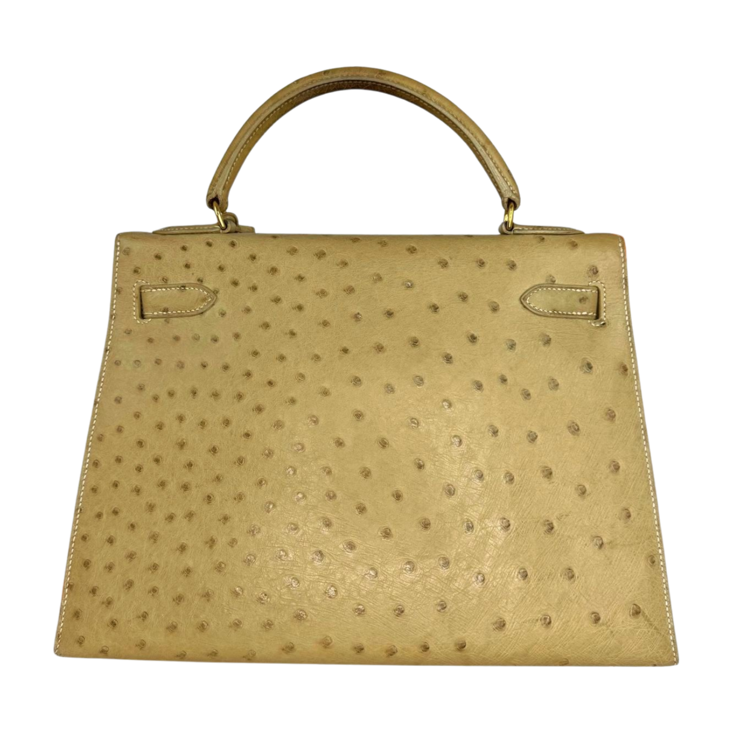 Hermes | Kelly Sellier 32 in Beige Ostrich Leather (Excellent Condition)