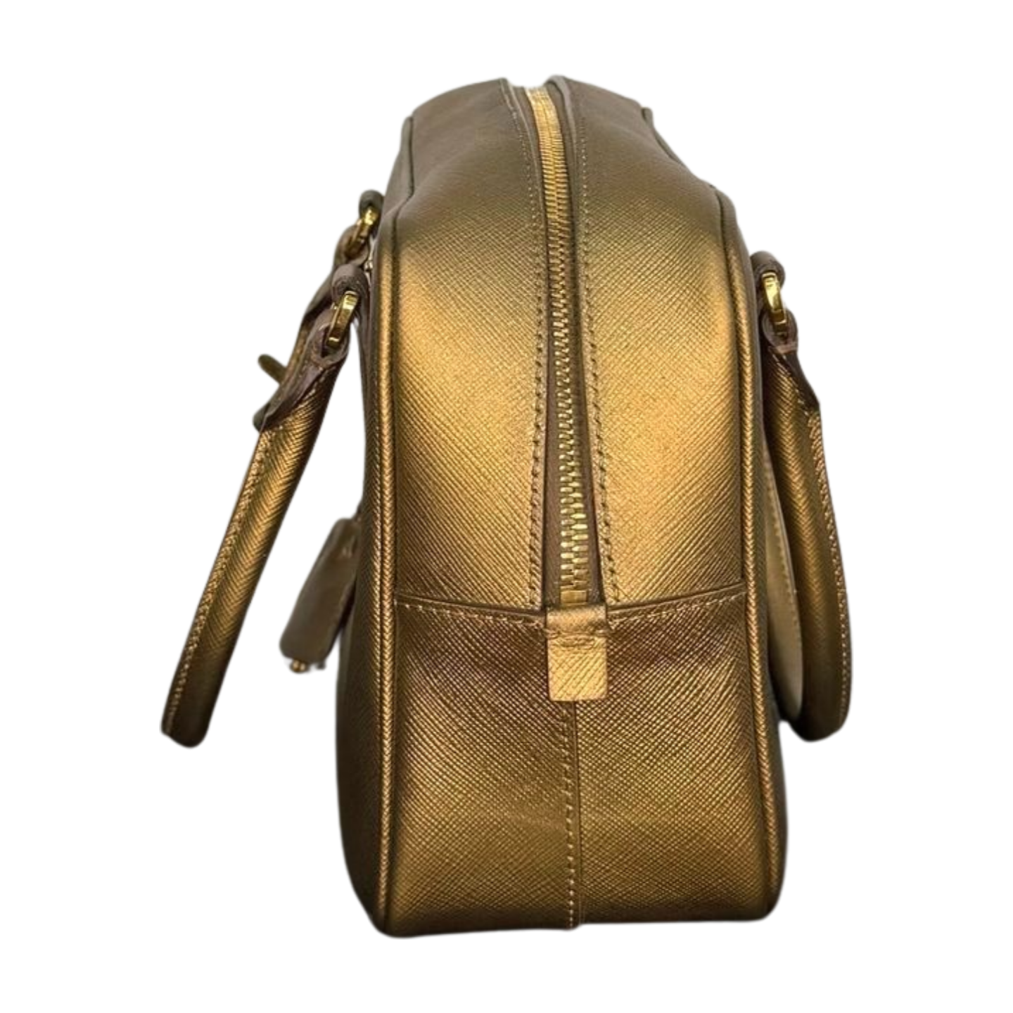 Prada | Bowling Bag - Gold Saffiano Leather (Excellent Condition) - CONS