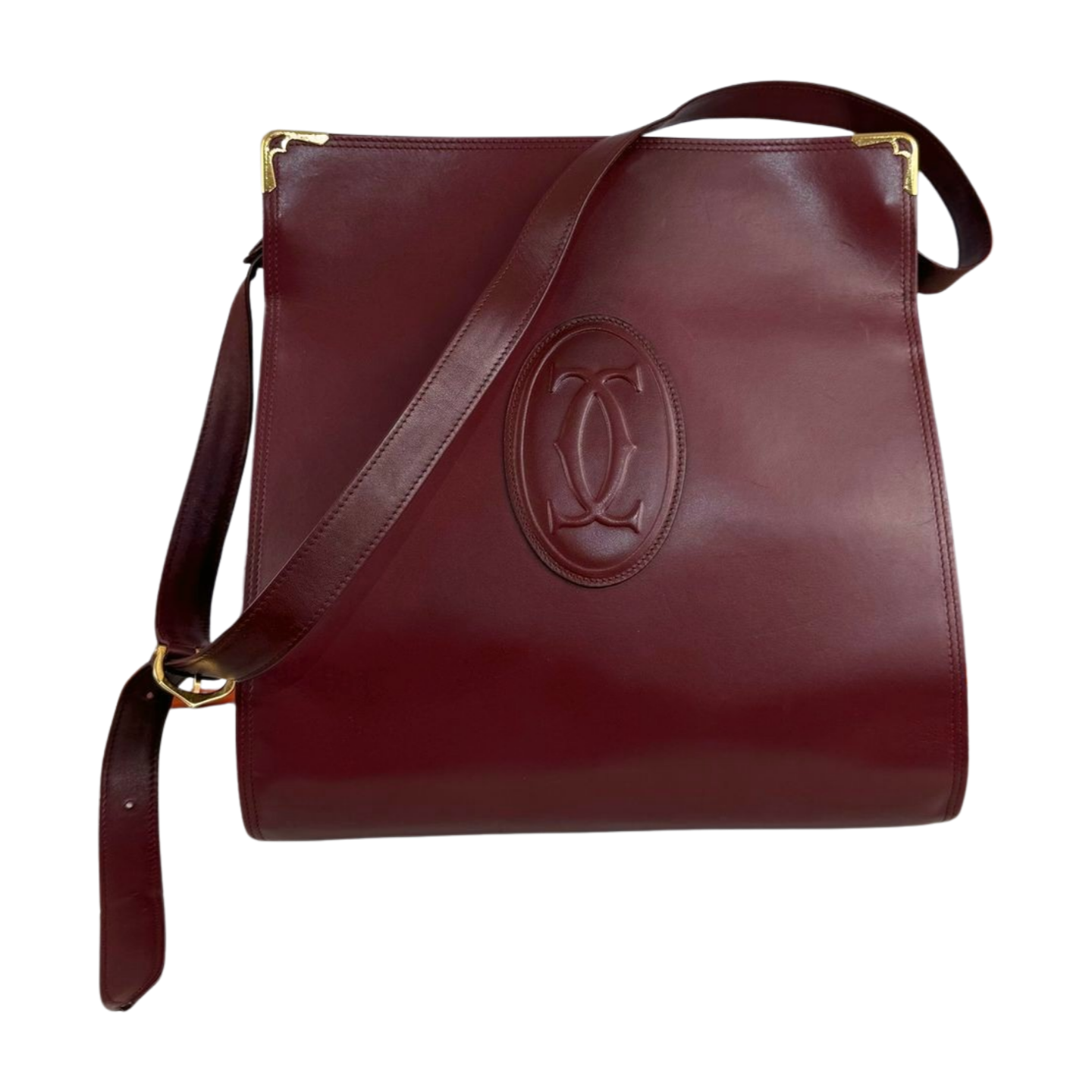 Cartier | Kiss-Lock Shoulder Bag in Burgundy Leather (Excellent Condition)