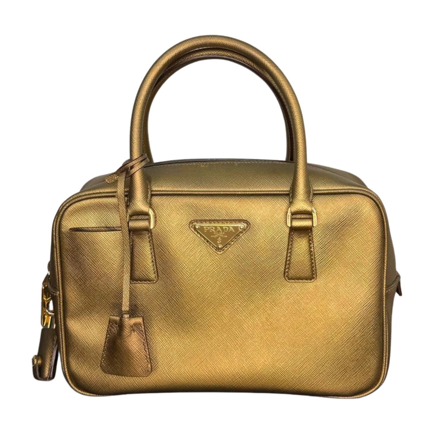 Prada | Bowling Bag - Gold Saffiano Leather (Excellent Condition) - CONS