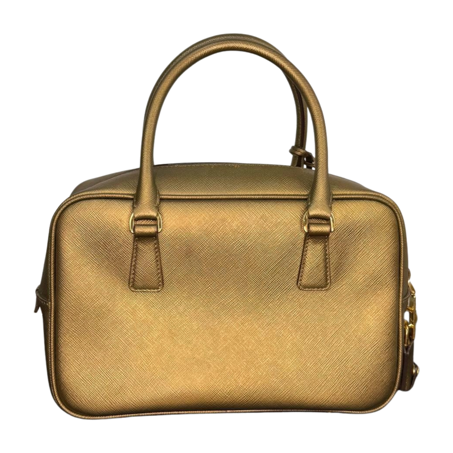 Prada | Bowling Bag - Gold Saffiano Leather (Excellent Condition) - CONS