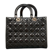 Dior | Lady Dior Large - Black Patent Leather (Excellent Condition) - CONS