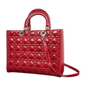 Dior | Lady Dior Large - Scarlet Red Patent Leather (Excellent Condition) - CONS