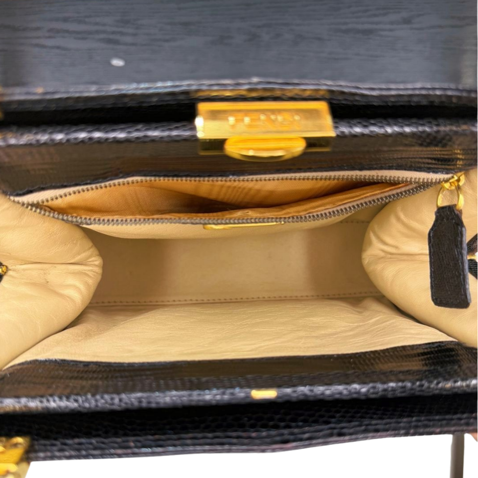 Fendi | Black Lizard Skin Handbag (Excellent Condition) - CONS