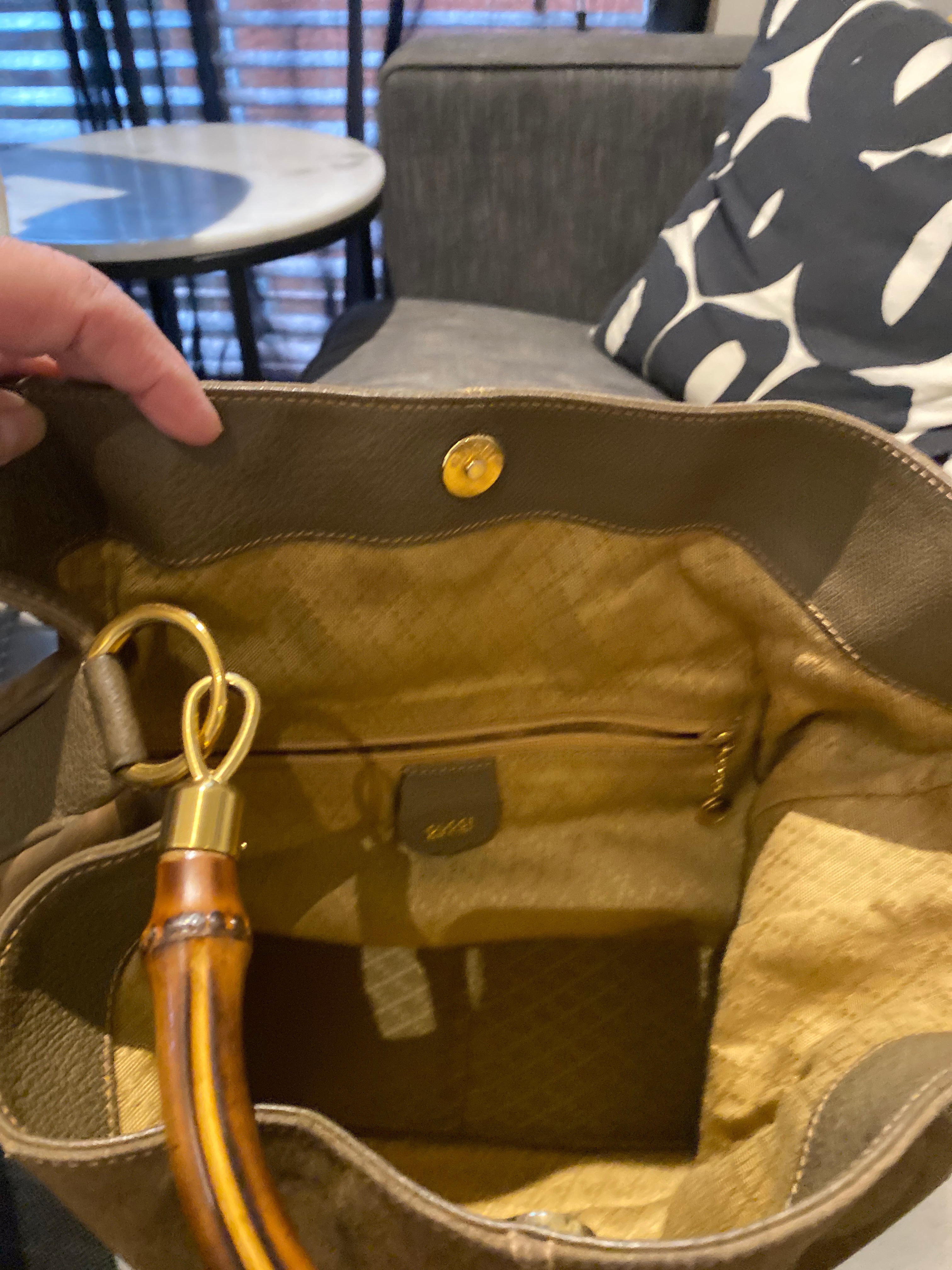 Gucci Olive Suede/Leather Hobo Bag with Bambo Handle