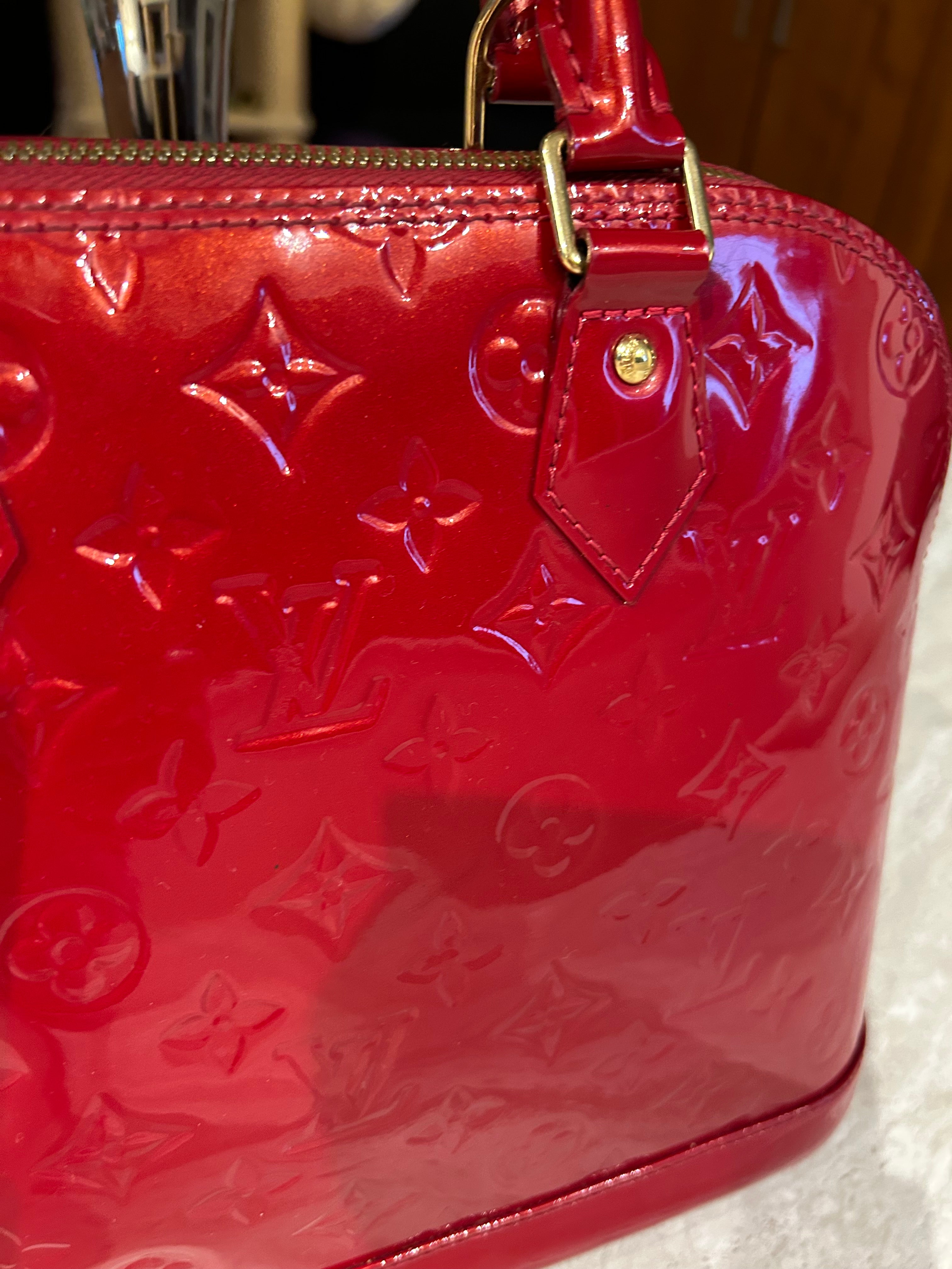 LV Alma Red Vernis Leather Bag