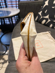 Celine White Macadam Leather large Clutch